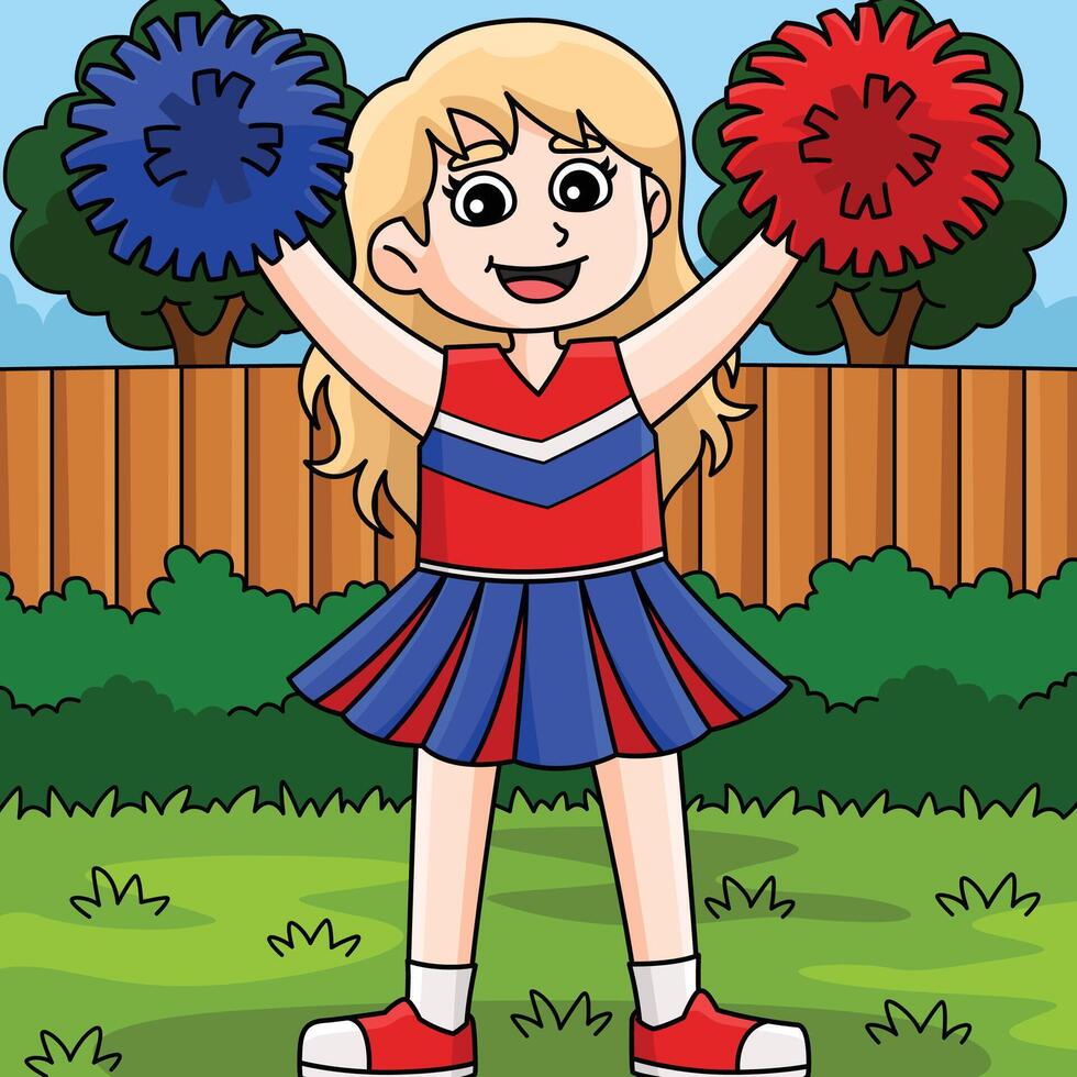 Female Cheerleader High V Motion Colored Cartoon vector