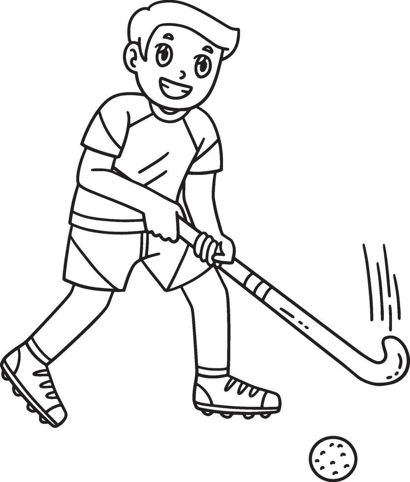 Field Hockey Male Player Ready Hit Ball Isolated vector