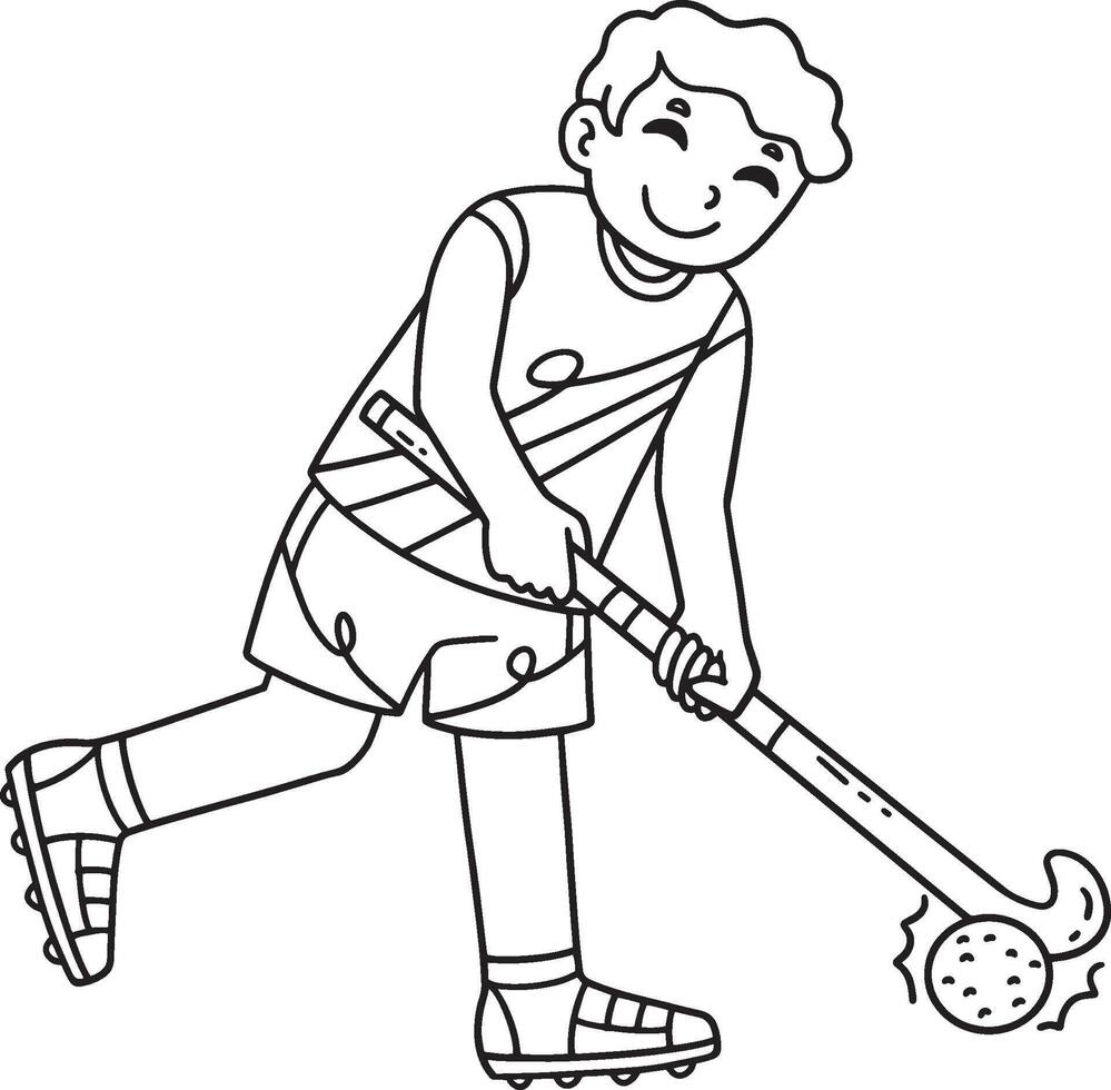 Field Hockey Male Player Directing Ball Isolated vector