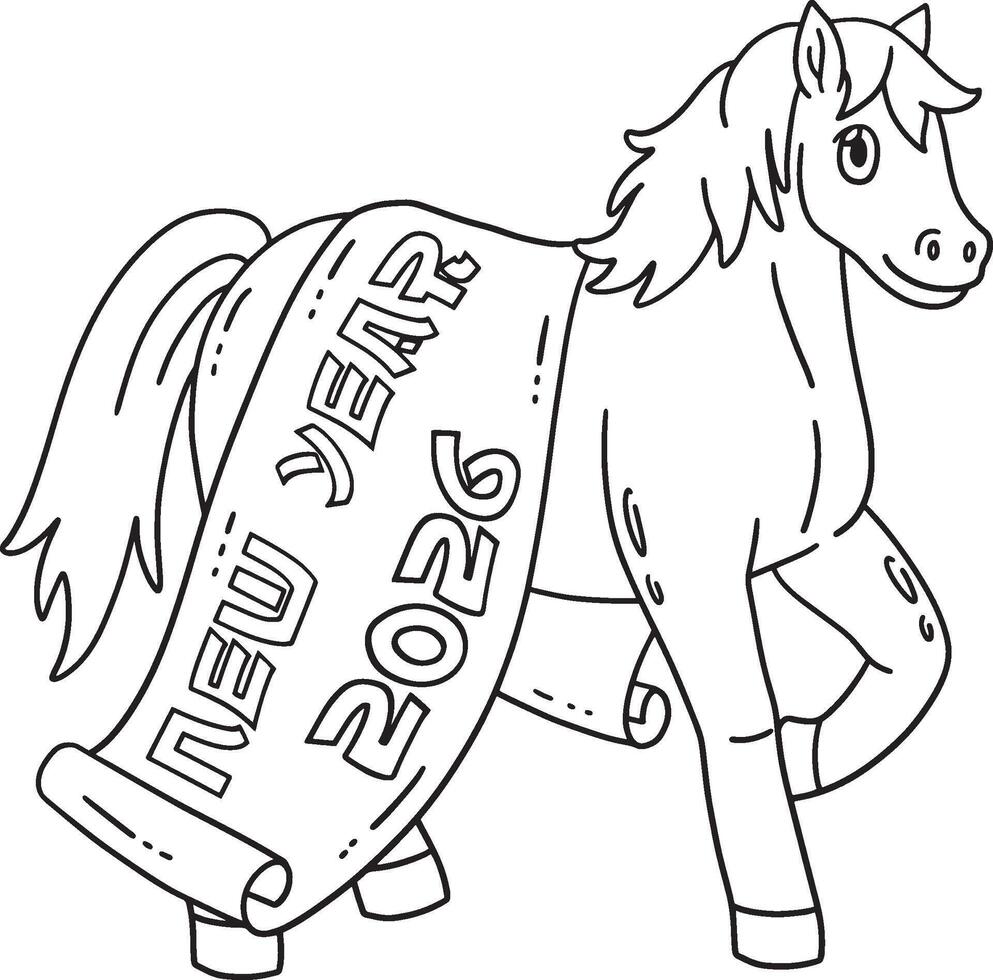 Year of the Horse New Year 2026 Banner Isolated vector