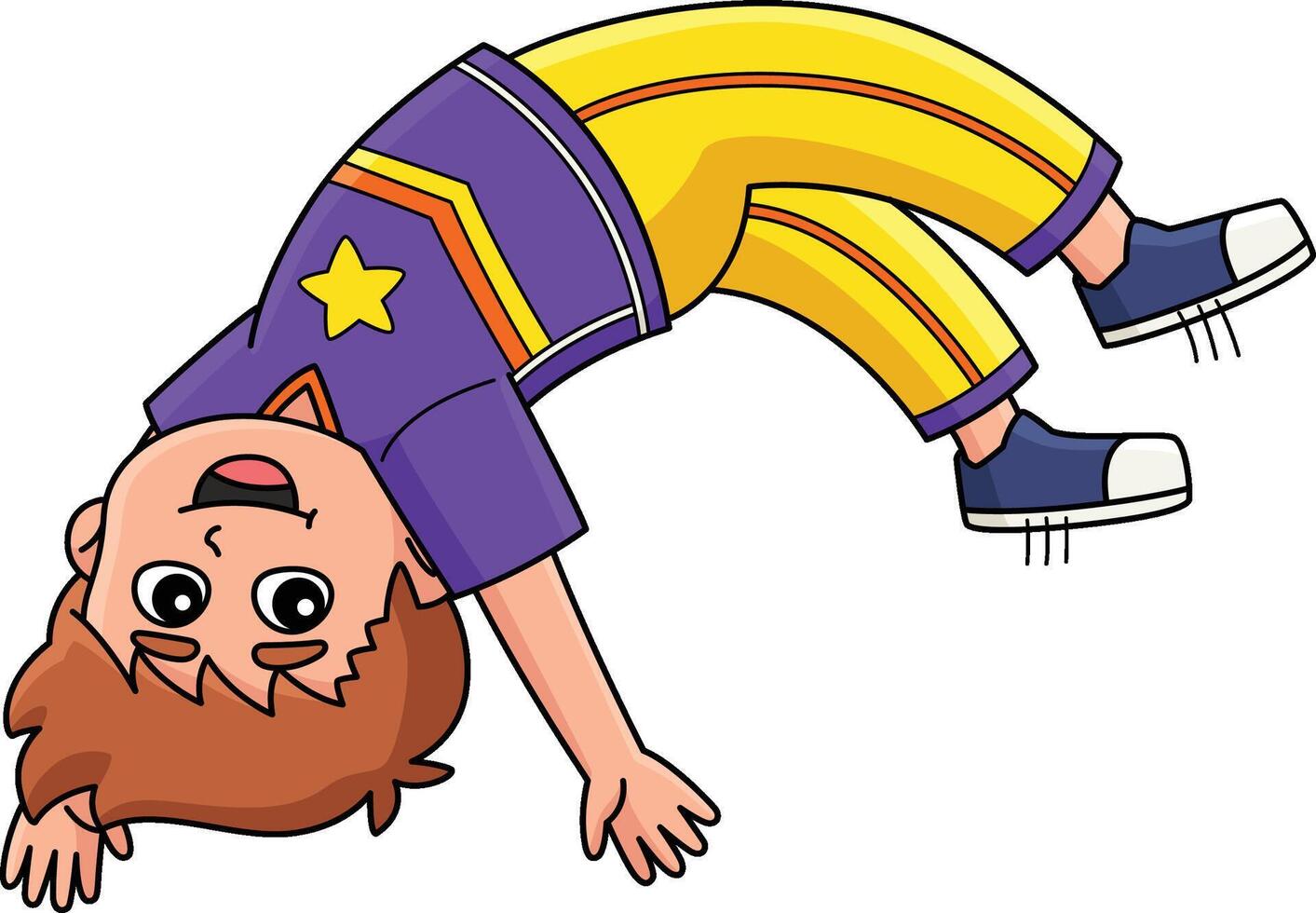 Male Cheerleader Tumbling Cartoon Colored Clipart vector