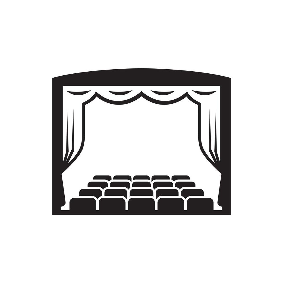Illustration of an auditorium stage silhouette vector