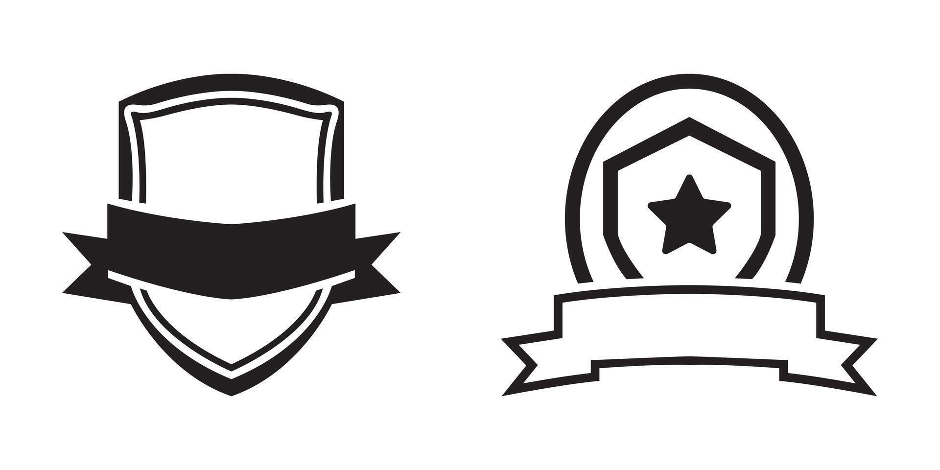 Ribbon and shield badge silhouette vector