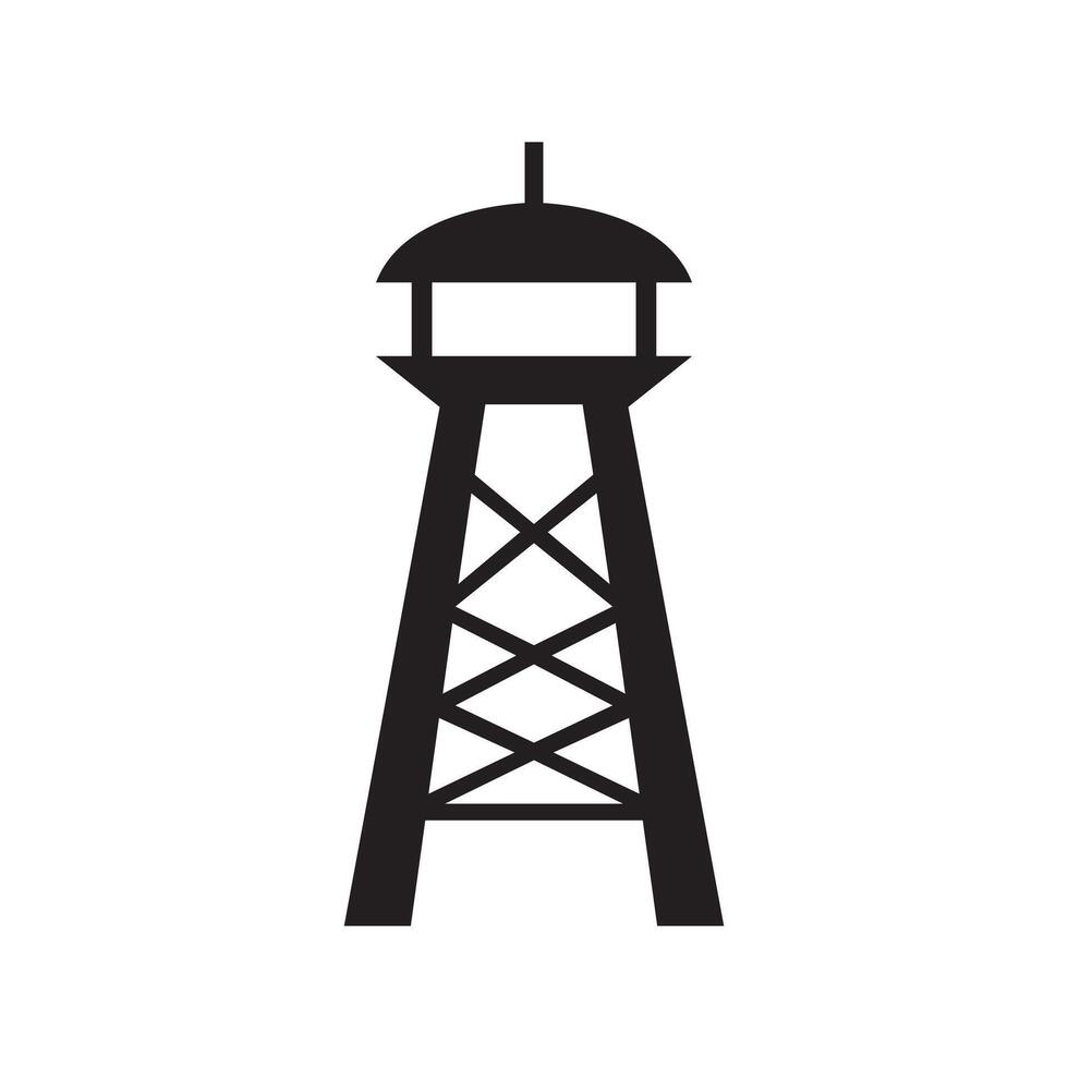 illustration of a searchlight tower silhouette vector