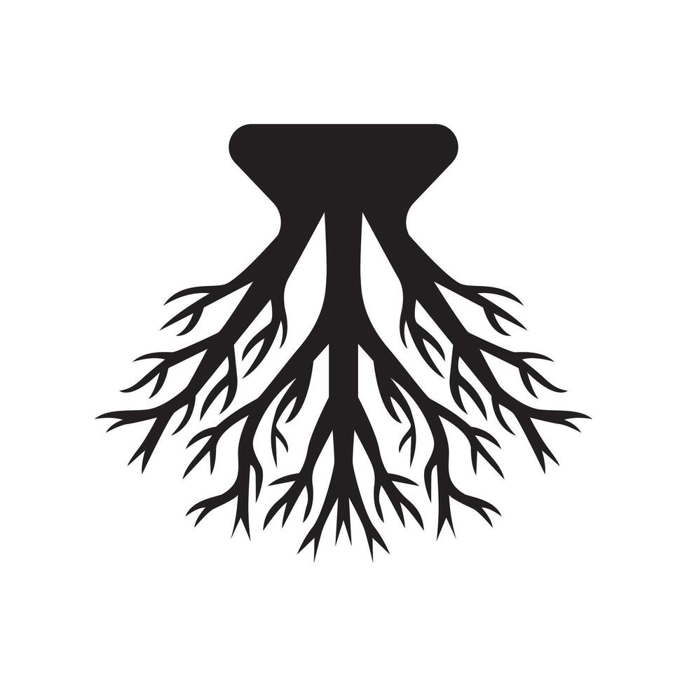 silhouette of tree roots vector
