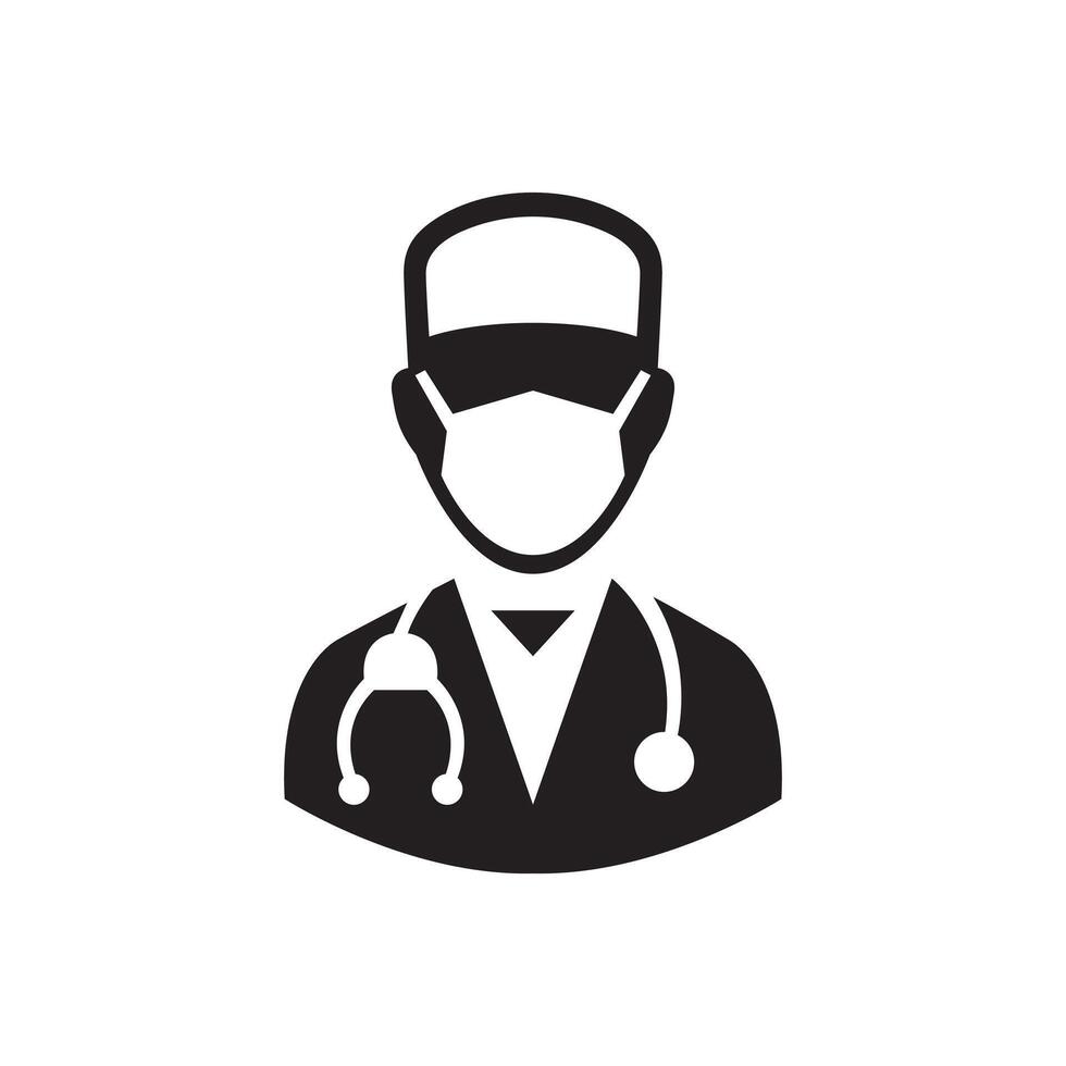 Isolated silhouette of a doctor with stethoscope vector