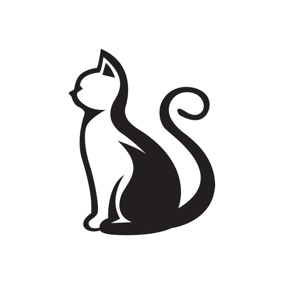 Minimal illustration of a sitting cat silhouette vector