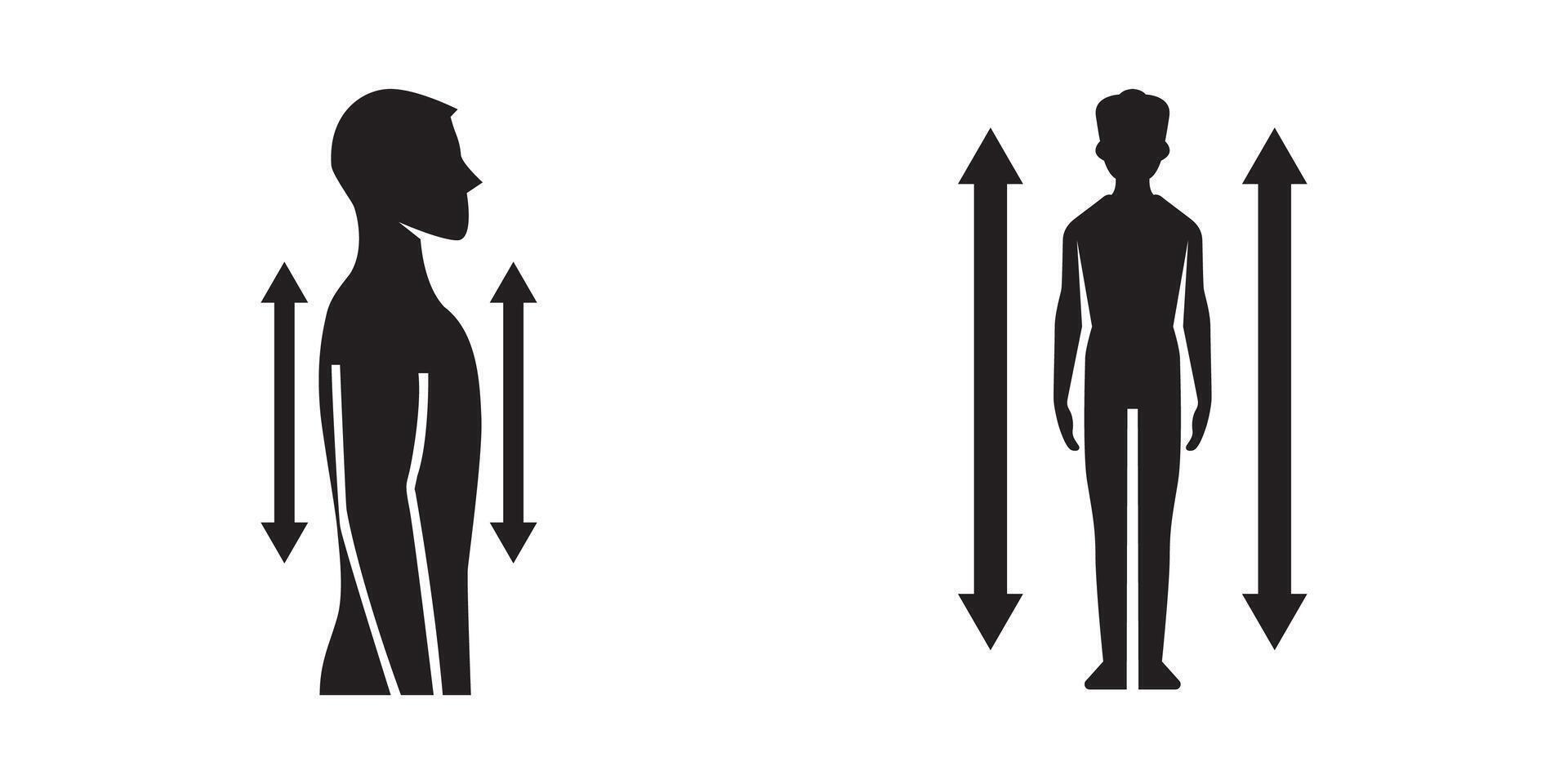 Minimal illustration of good posture silhouettes vector