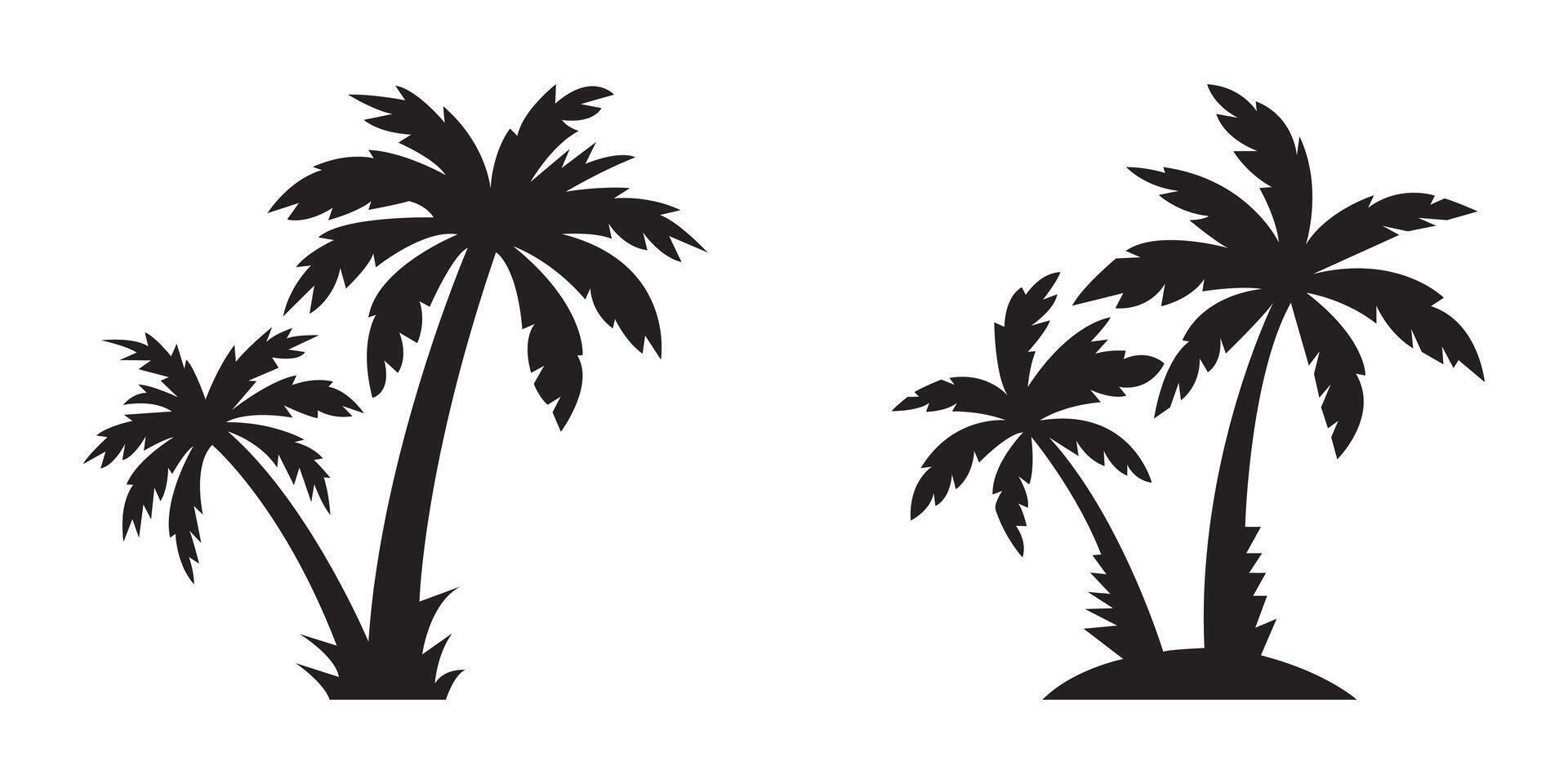 Black silhouette of tropical palm trees vector