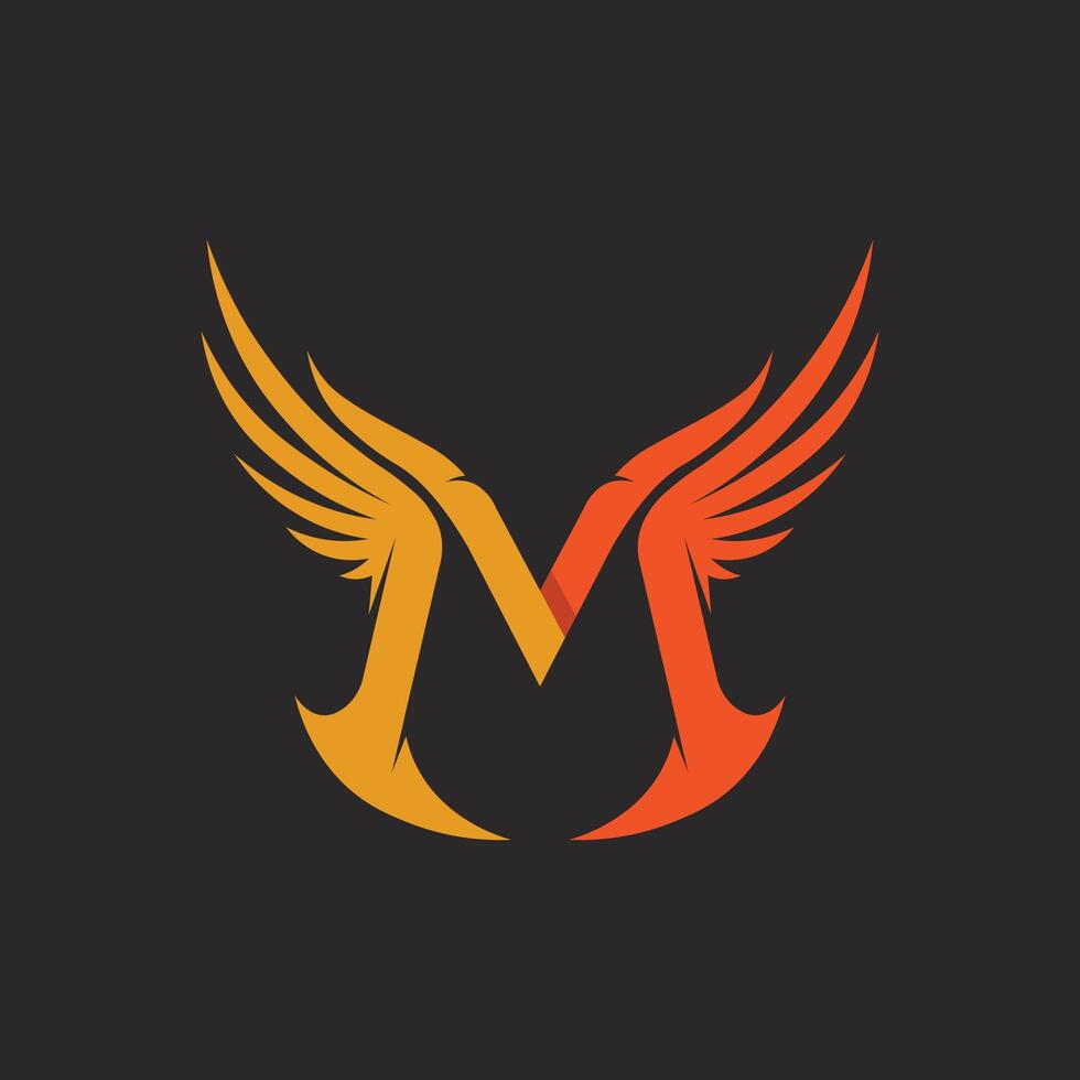 M Letter Logo with Dual Color Scheme for Modern Company Brand Identity Design with wing vector