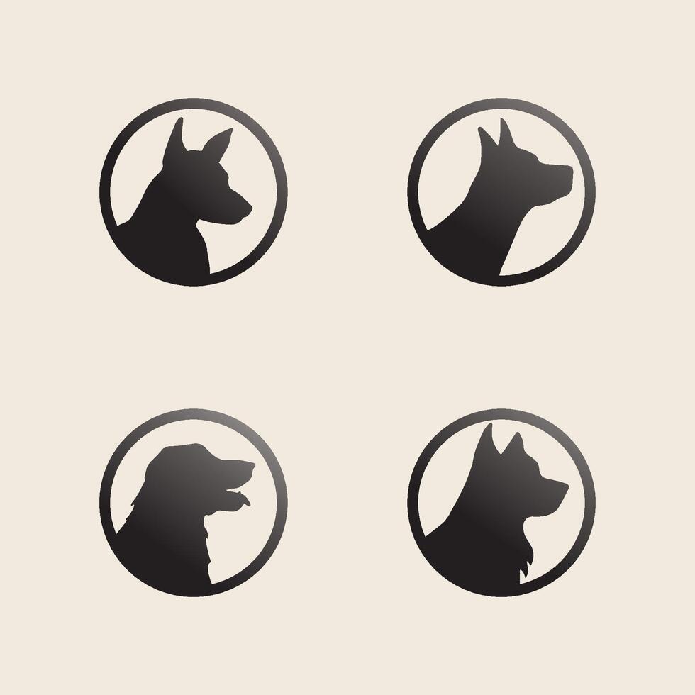Line Art Dog Head Icon Set vector