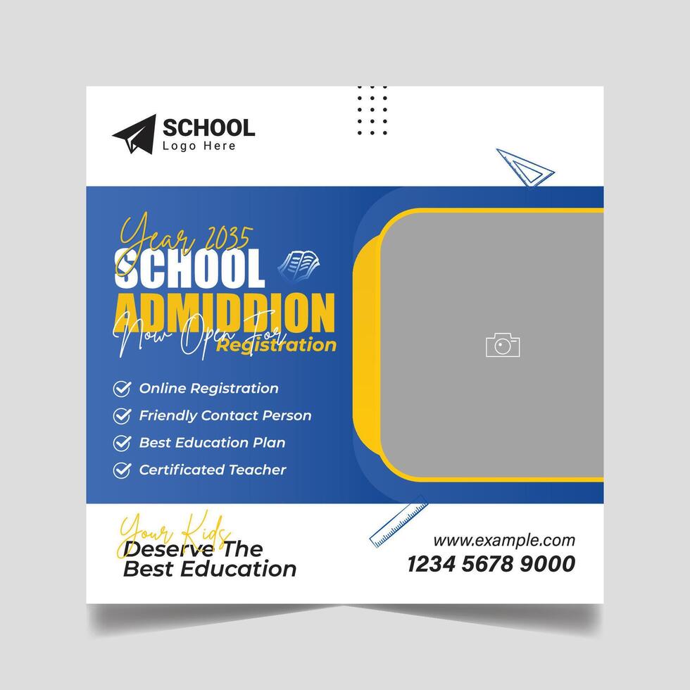 back to school admission social media post set, higher education promotion square flyer design vector
