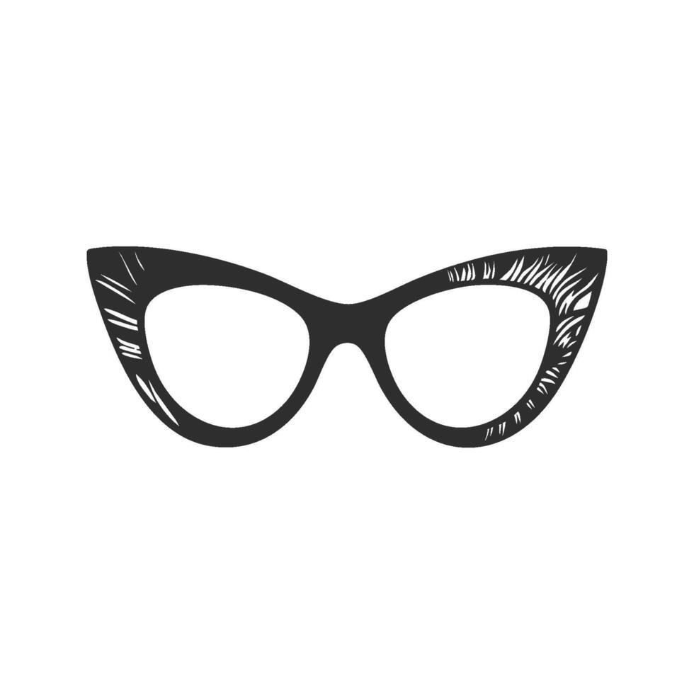 Cat-Eye Glasses Silhouette Illustration. Retro Fashion Accessory Design Isolated Illustration vector