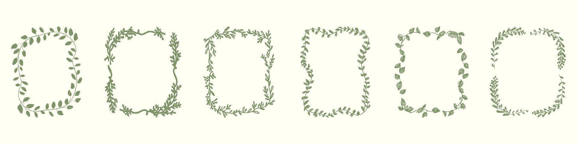 Set Of Botanical Leaf Frames. Nature-Inspired Decorative Borders Collection. Isolated Illustration vector