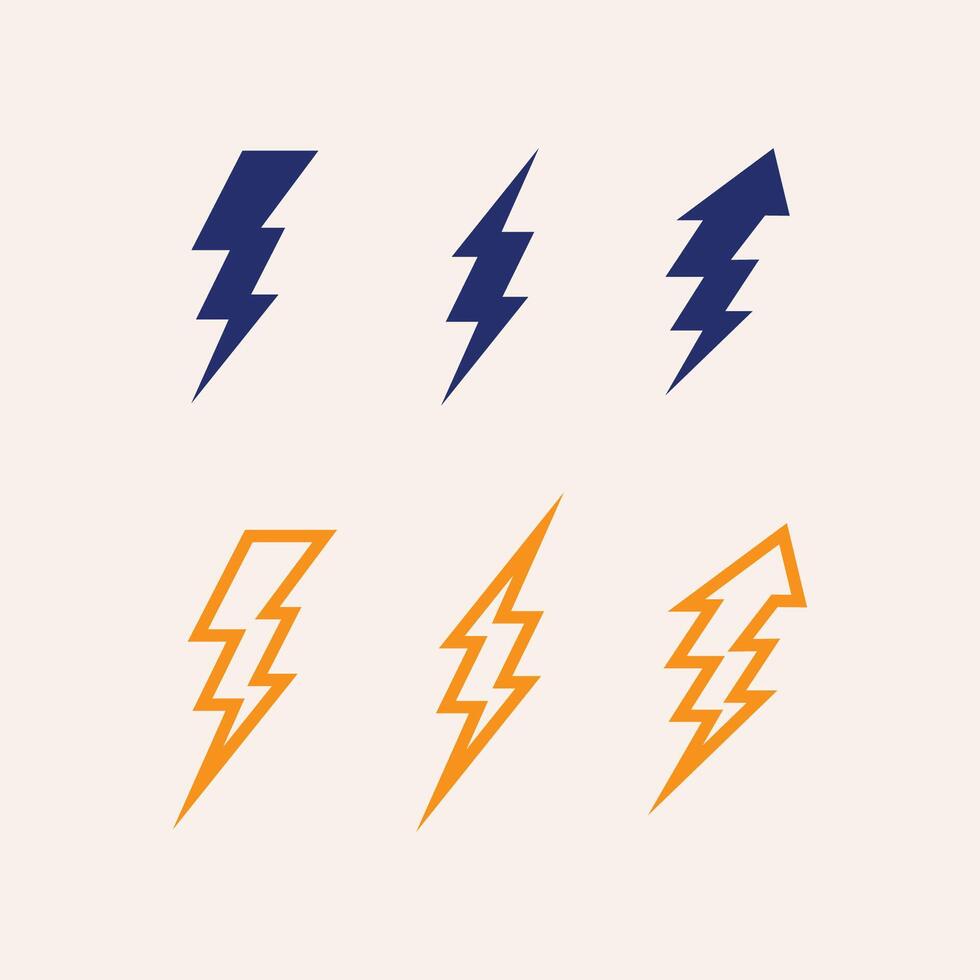 flash icon set and electrical icon design vector
