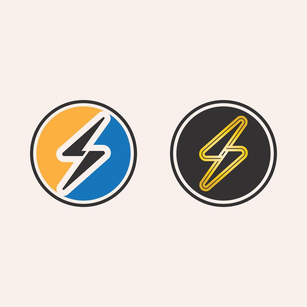 Dynamic Electric Bolt Logo in Art Style with Lightning Thunder Energy Illustration vector