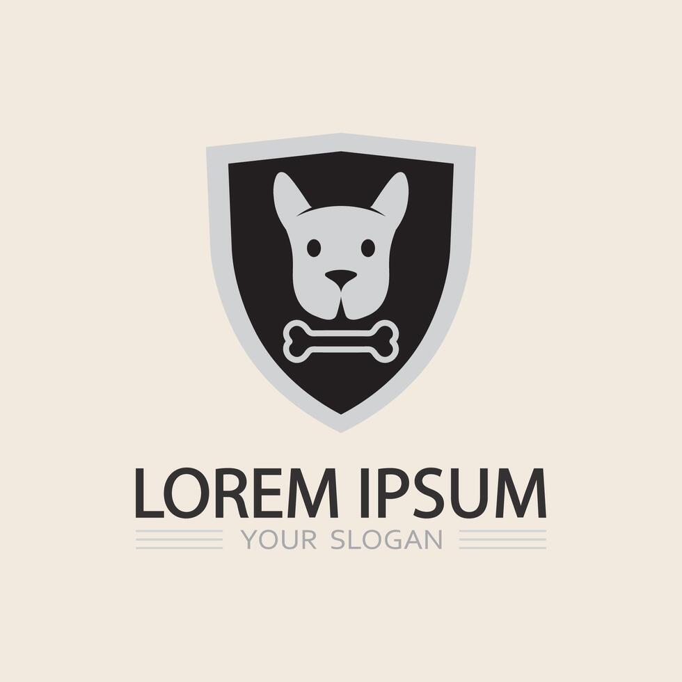 Dog With Bone in Mouth Logo vector
