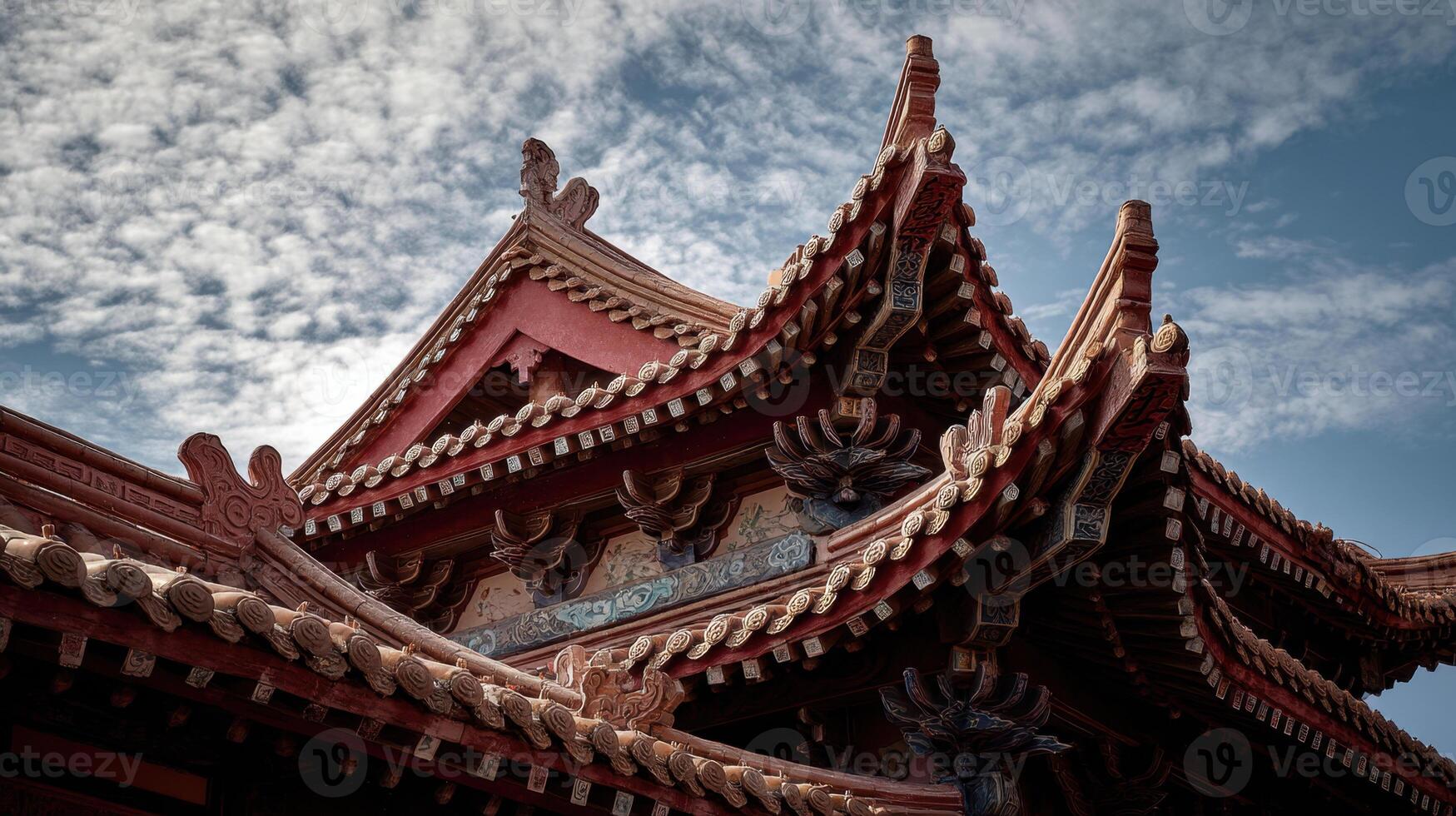 Close-up of the roof of an ancient traditional Chinese building photo