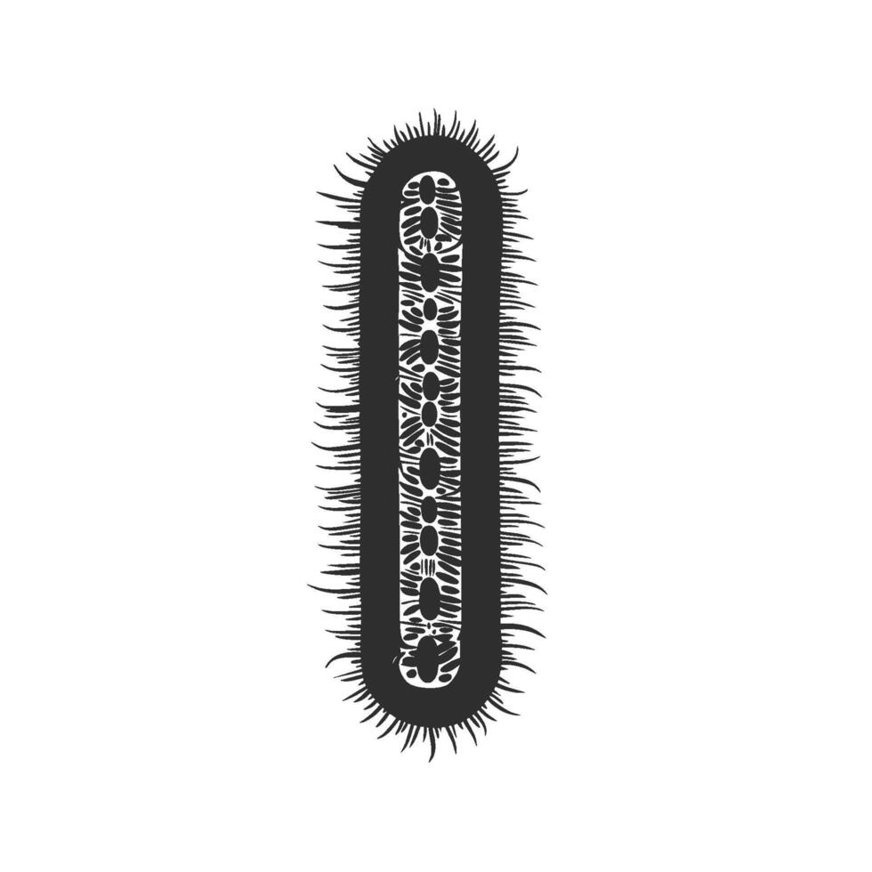 Stylized Bacterium Silhouette Illustration. Microbiology And Cellular Structure Concept Isolated Illustration vector