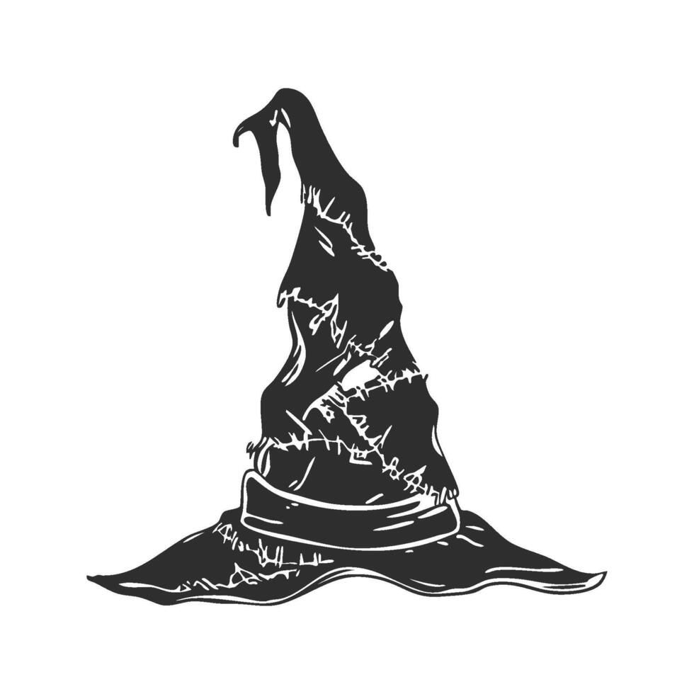 Witch Hat Silhouette Illustration. Magical And Mysterious Headwear Design Isolated Illustration vector