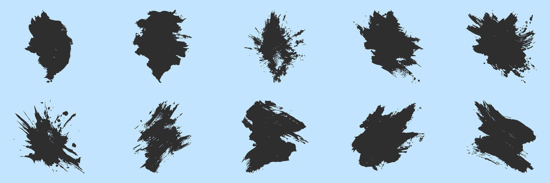 Ink Splatter Textures Silhouette Set. Creative Abstract Art Elements For Design Projects Isolated Illustration Collection vector