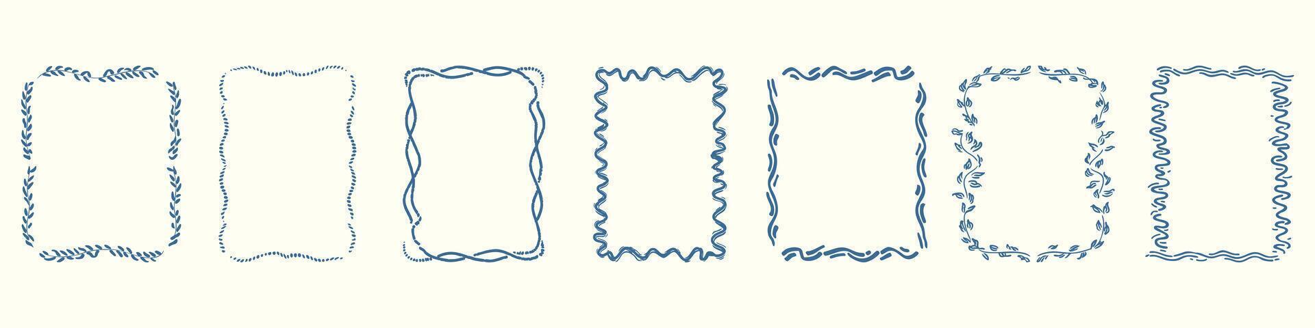 Decorative Blue Border Frames Set. Elegant Design Elements For Invitations And Stationery. Isolated Illustration vector
