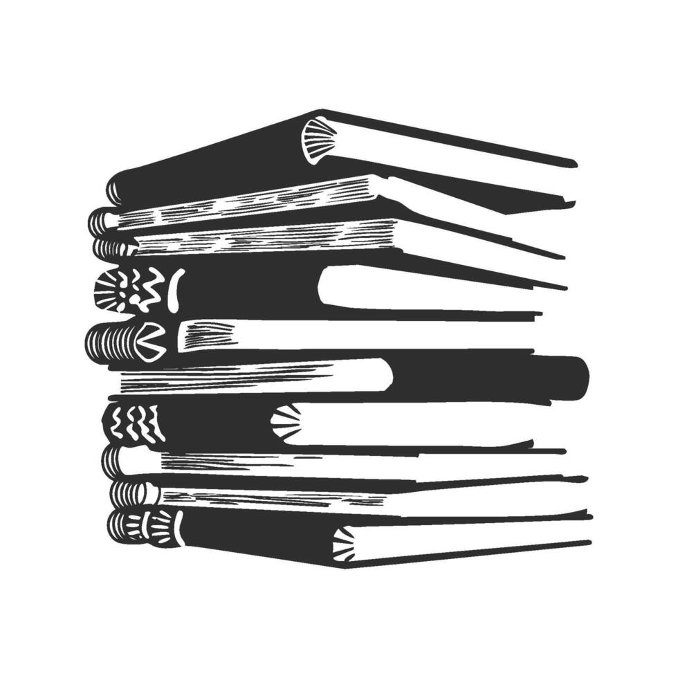 Stack Of Books Silhouette Illustration. Knowledge And Education Concept Isolated Illustration vector