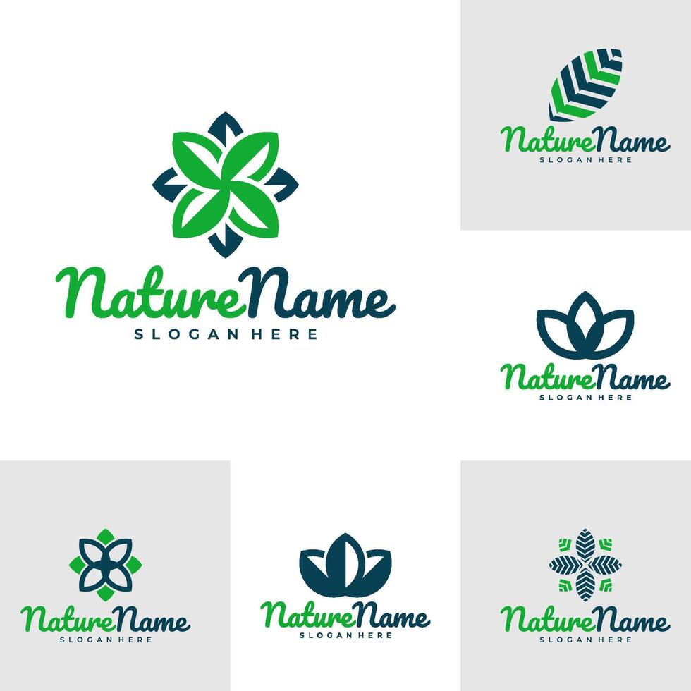 Set of Leaf logo design concept . Nature Leaf Logo Design Template. Creative Symbol. Icon vector