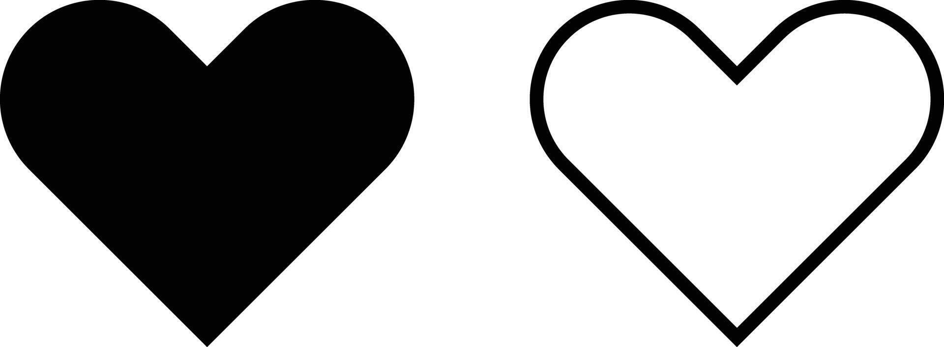 Filled and Outline Heart Icons Illustration vector