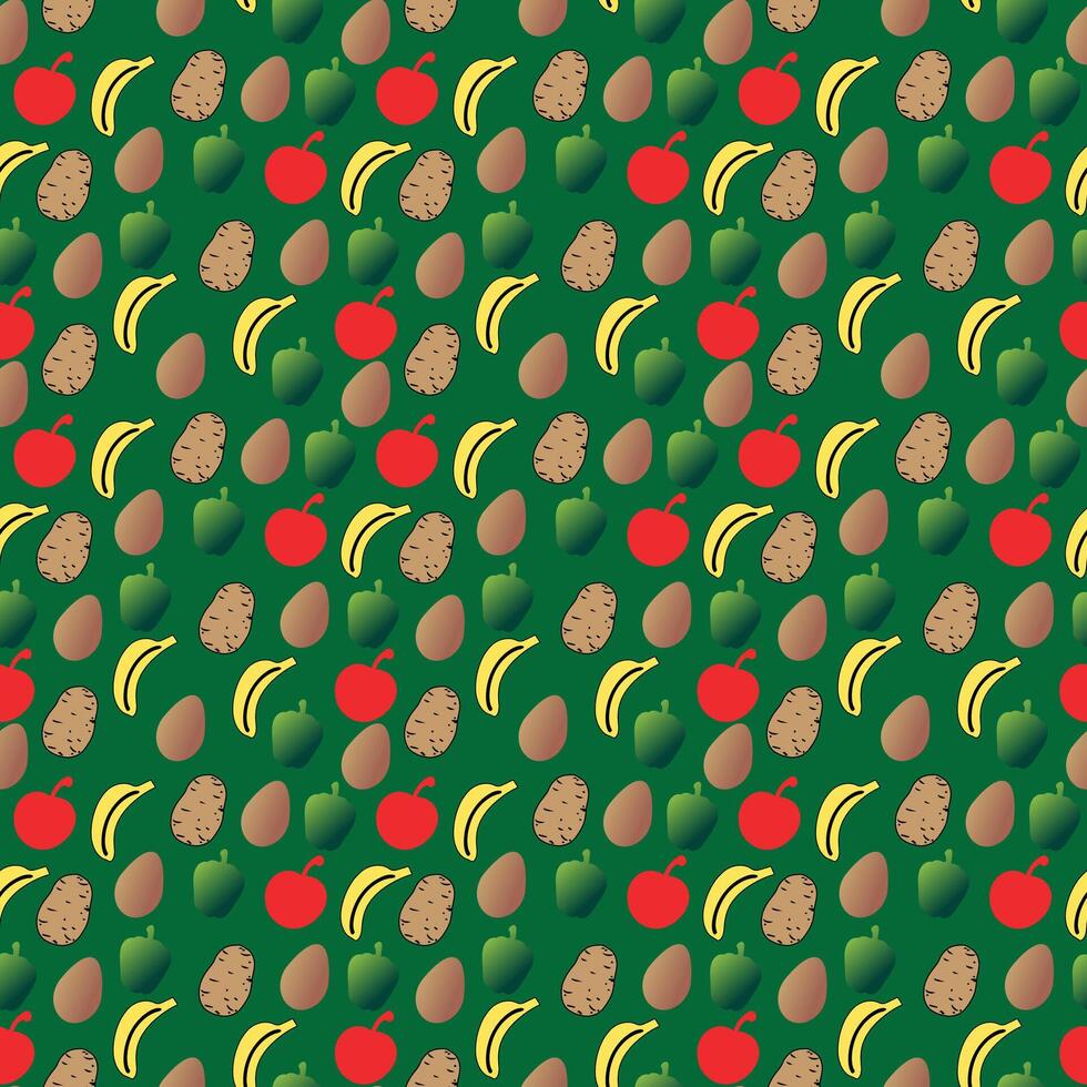 Fruits and Vegetables Seamless Pattern Food Design vector