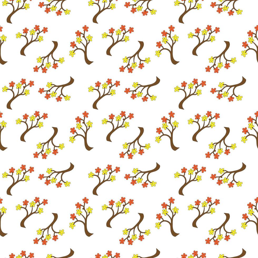 A decorative design showcasing trees and leaves, creating a natural pattern in vibrant green tones. vector