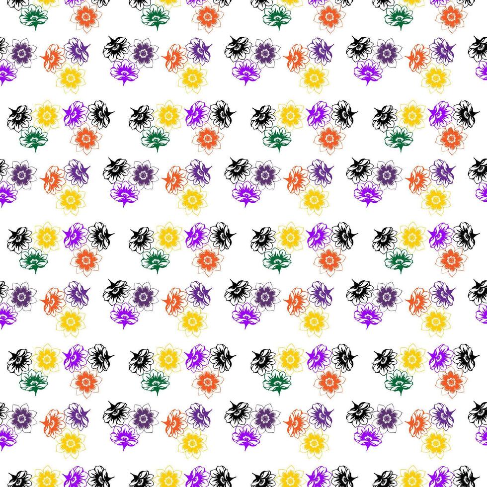 Seamless Coloring Floral Pattern for Adult Coloring Books. vector