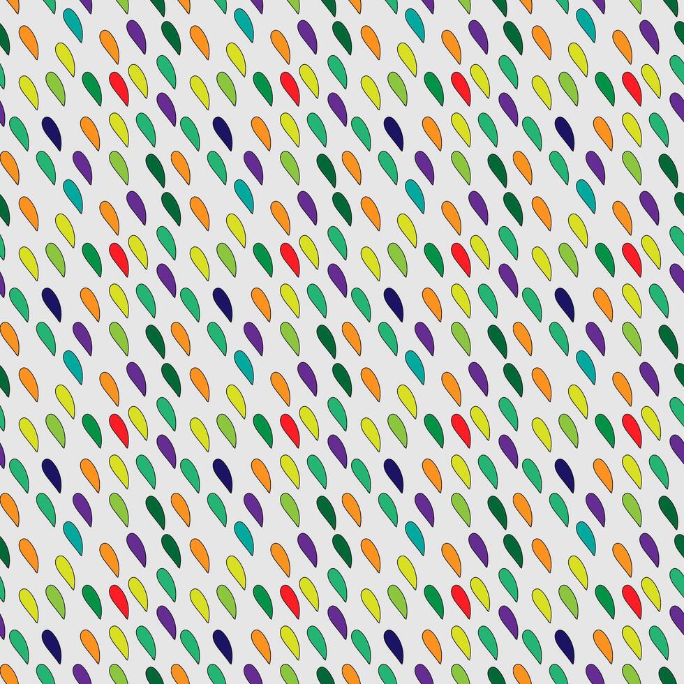 Seamless pattern featuring colorful teardrop shapes arranged in diagonal rows. The design has a playful and dynamic feel, ideal for fabric, wallpaper, or wrapping paper. vector