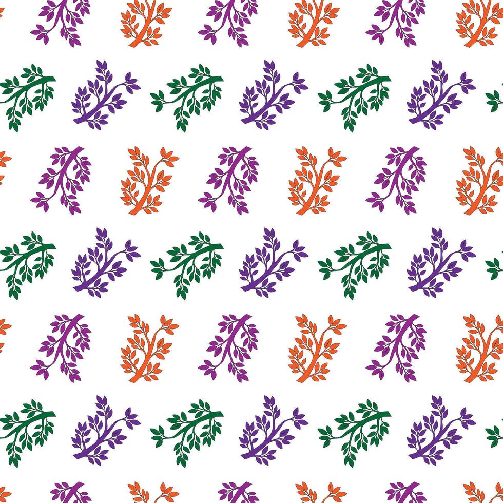 A decorative design showcasing a variety of colorful leaves arranged in a repeating pattern. vector