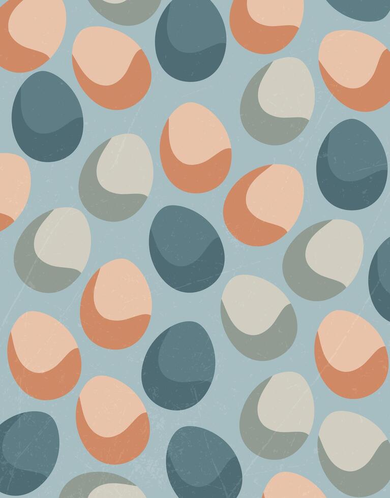 Abstract Retro Eggs on Blue Background vector