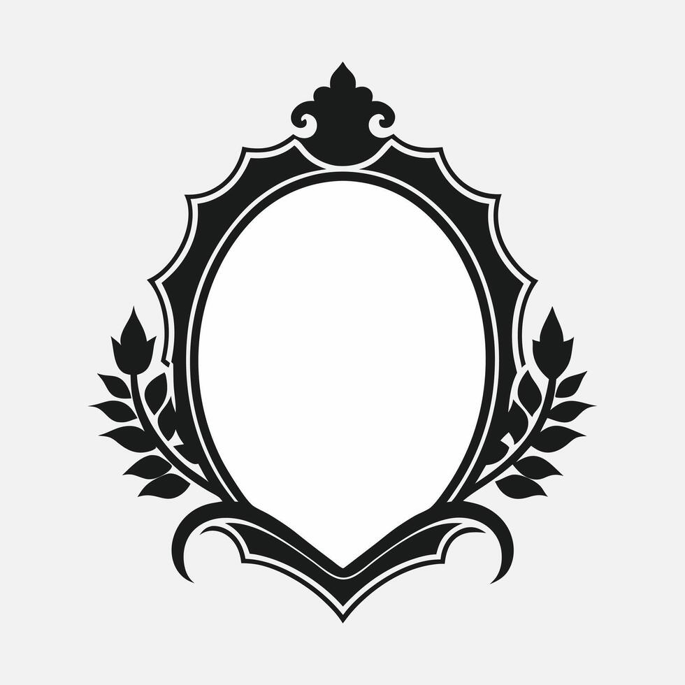 an ornate black and white emblem with a laurel wreath vector