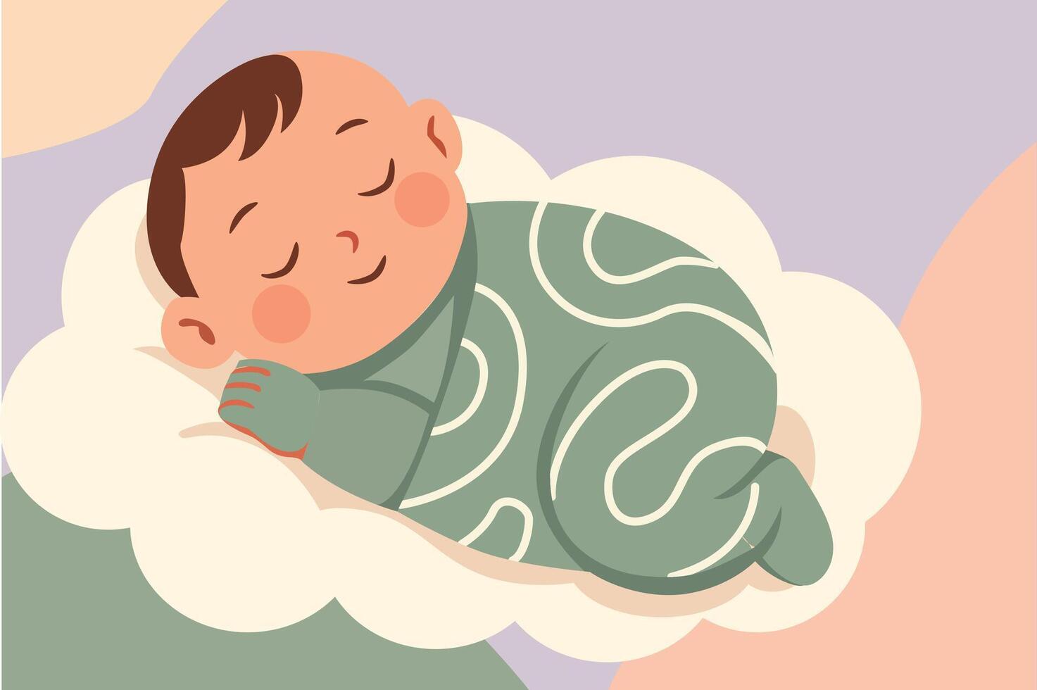 Peaceful Baby Sleeping on Cloud Illustration vector