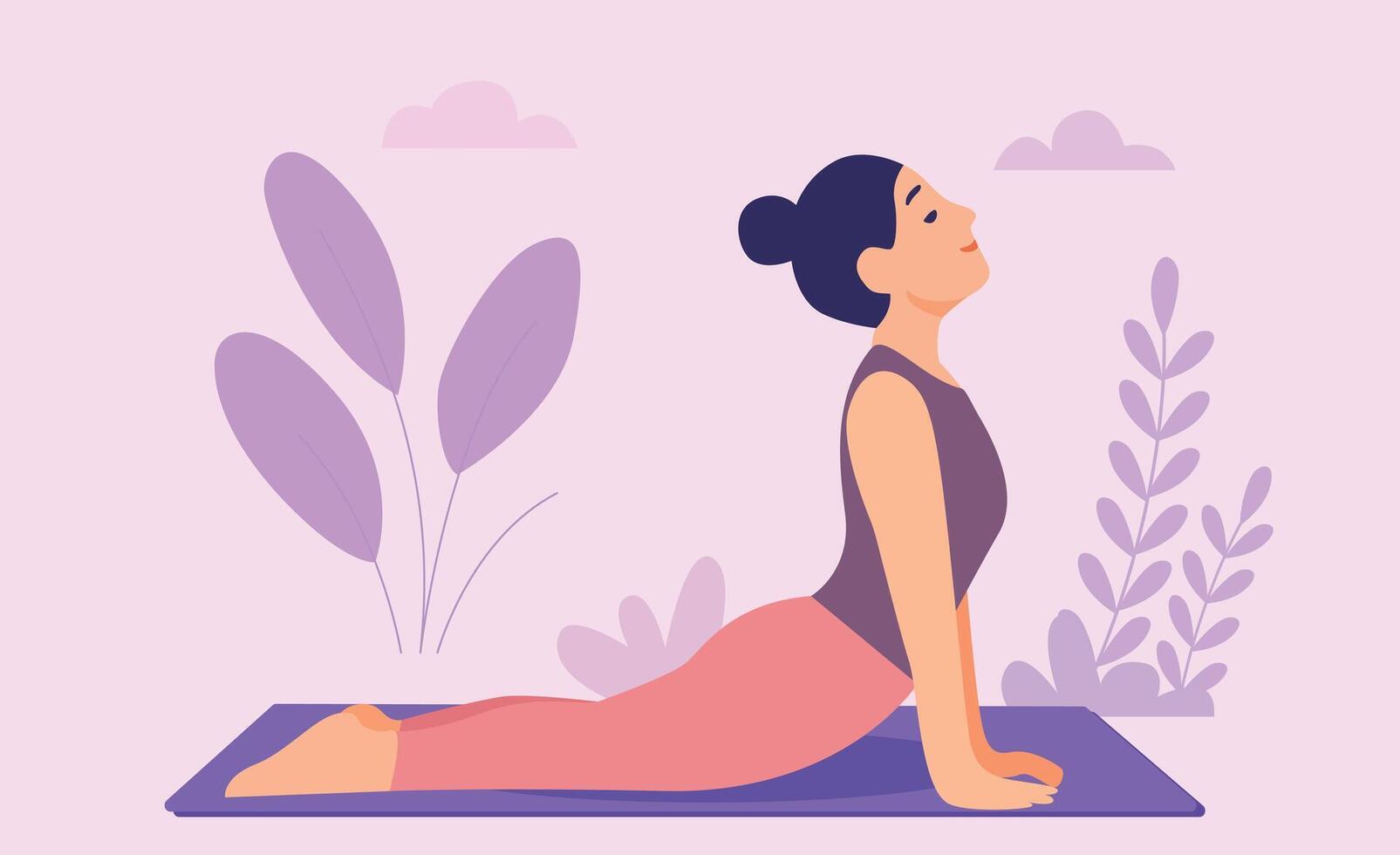 Backbend Yoga Stretch Yoga Cobra Pose Woman Doing Bhujangasana vector