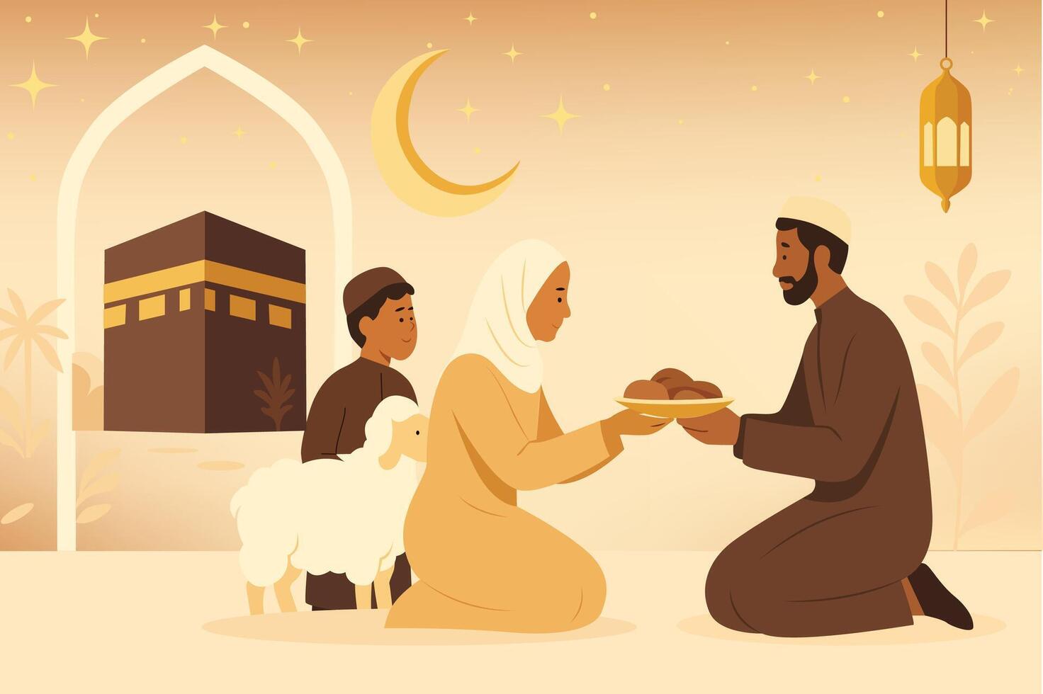 Eid al Adha family celebration vector