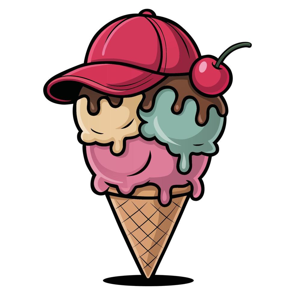 Ice Cream Cone Cartoon Icon Illustration vector