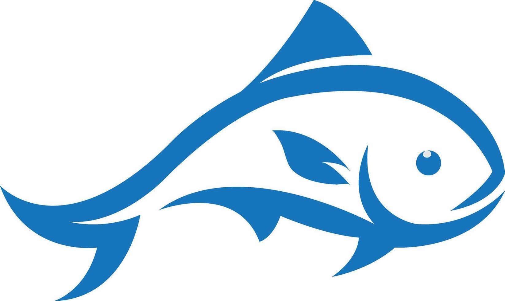 Minimalist fish logo with smooth curves, oceanic blue tones, symbolizing fluidity, freedom, sustainability, and aquatic elegance in modern branding vector