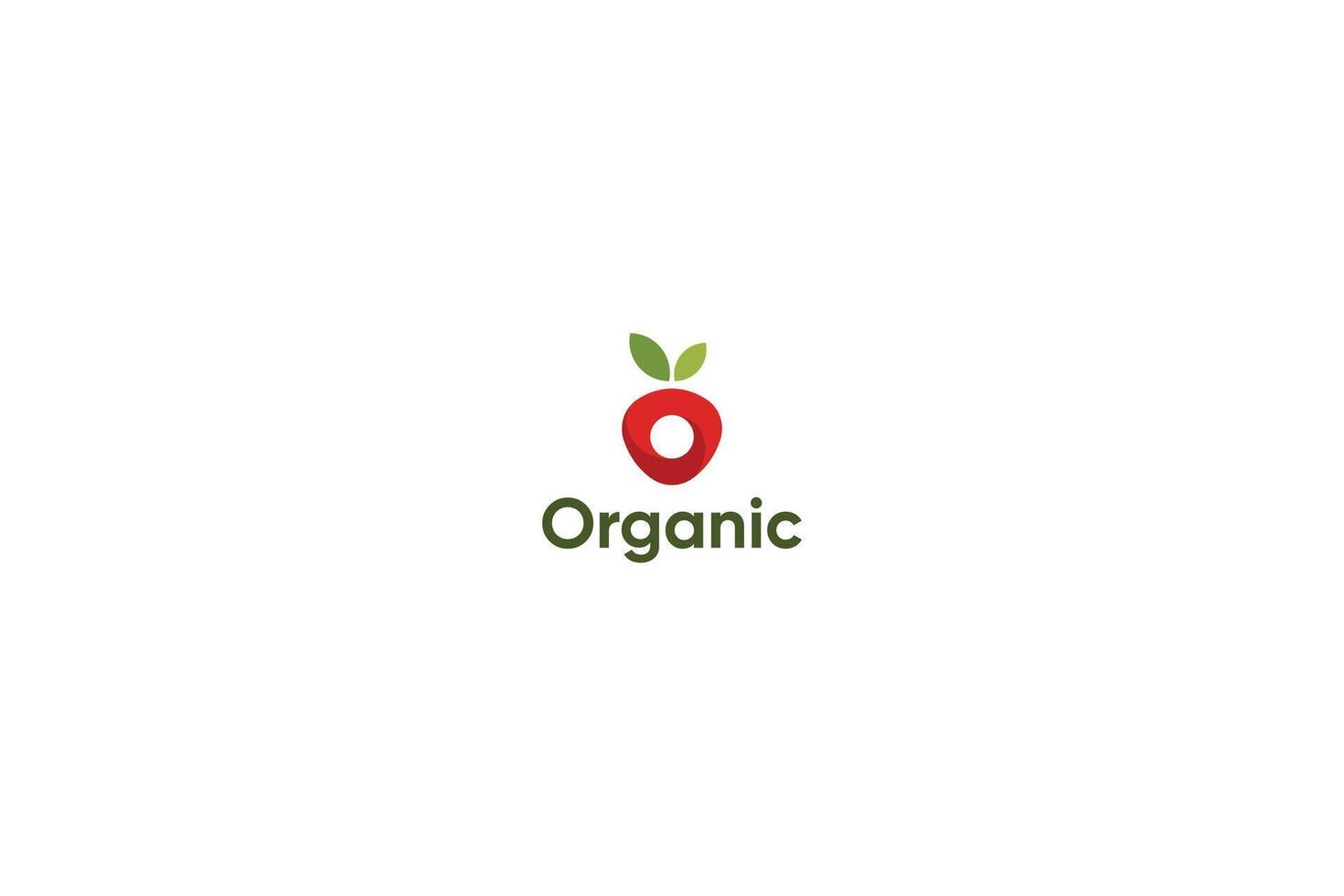 Red Apple letter o organic fruits natural logo vector