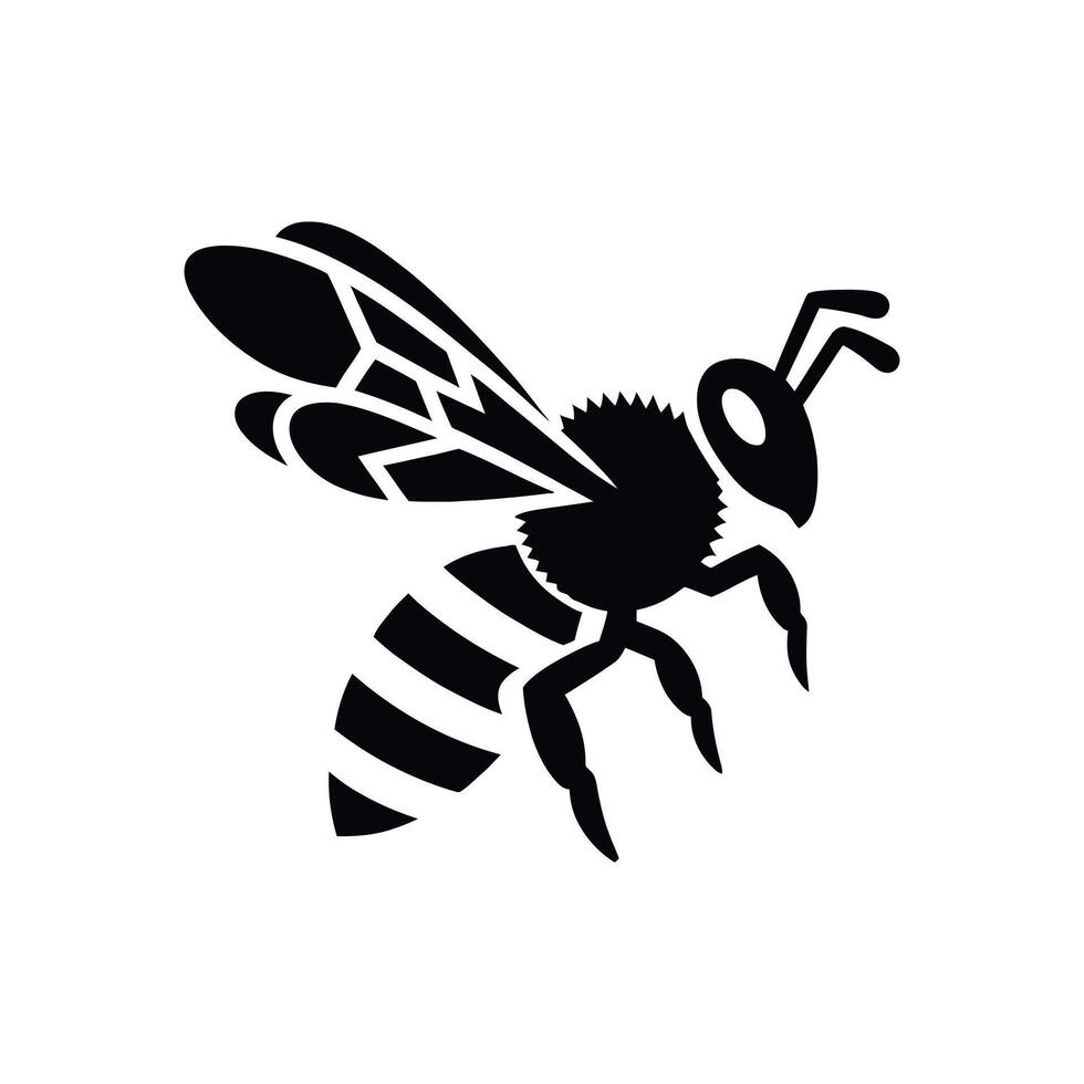 Minimalist bee art detailed silhouette of a honey bee in flight pollinator insect symbol for eco friendly and apiculture concepts vector