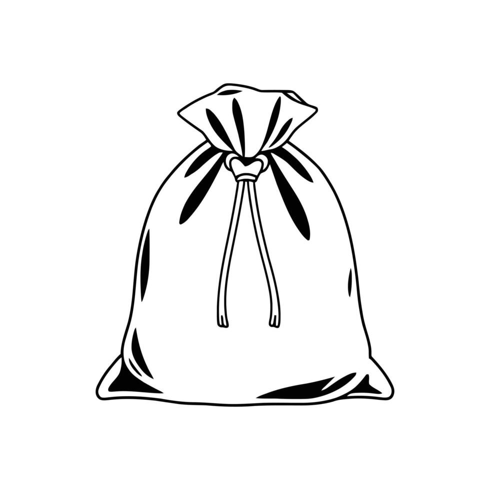Drawstring sack silhouette for archaeological discoveries graphic tools and artifact collecting bag ideal for historical site event promotion vector