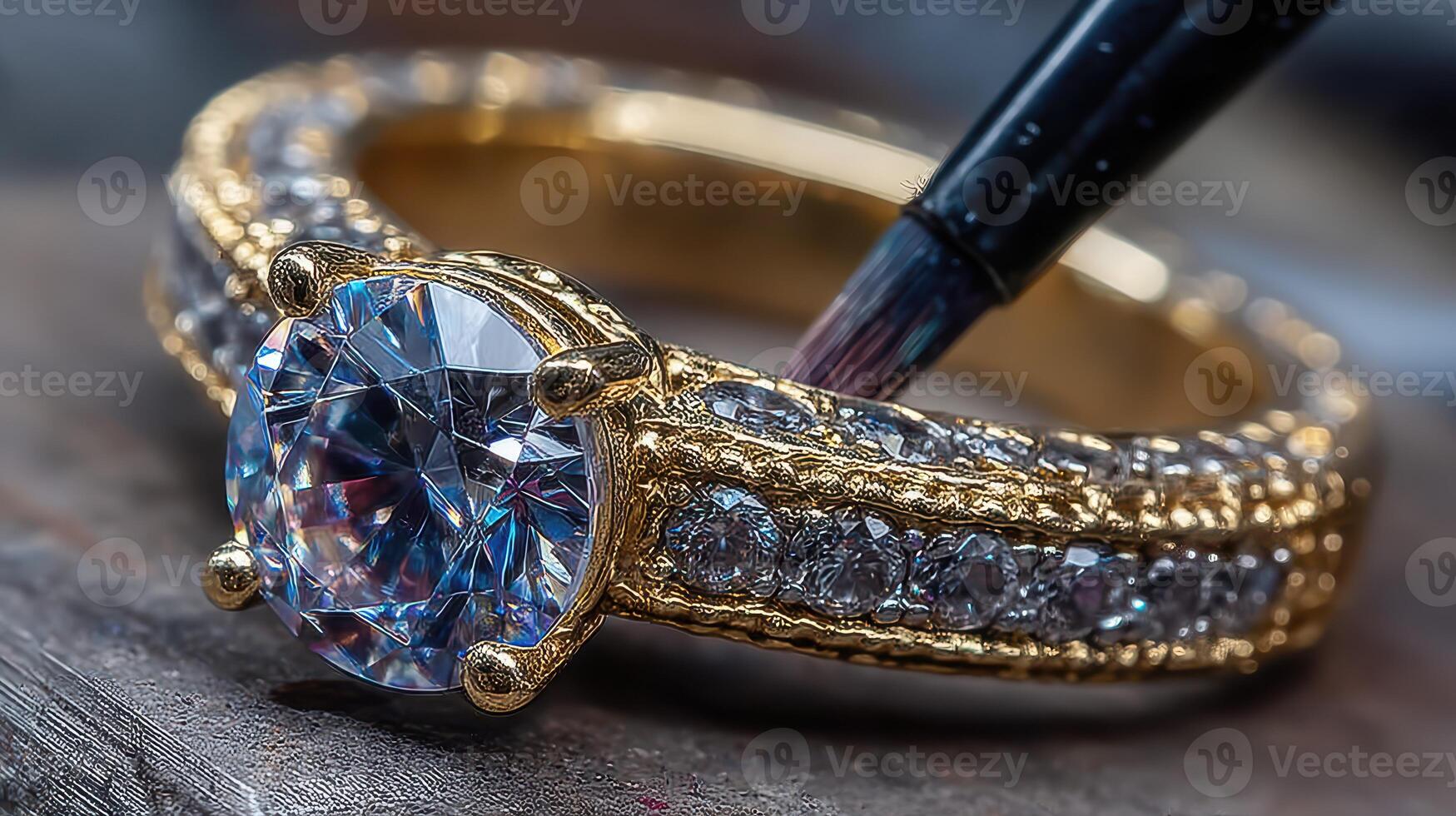 Beautiful diamond engagement ring highlighted with intricate detailing captures the essence of craftsmanship and elegance photo