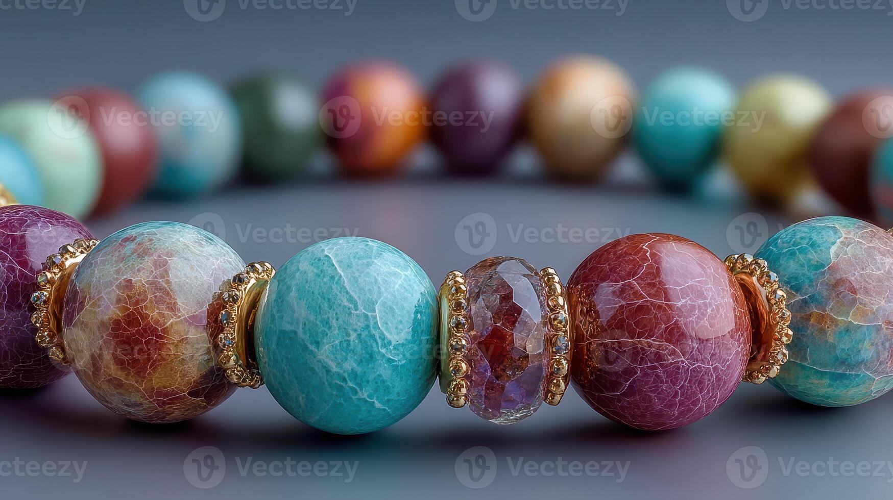 Colorful gemstone necklace showcasing craftsmanship and artistic design in detailed close-up view photo