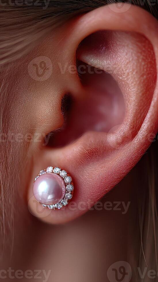 Elegant pearl earrings with sparkling accents showcased in close-up details during a stylish evening event photo