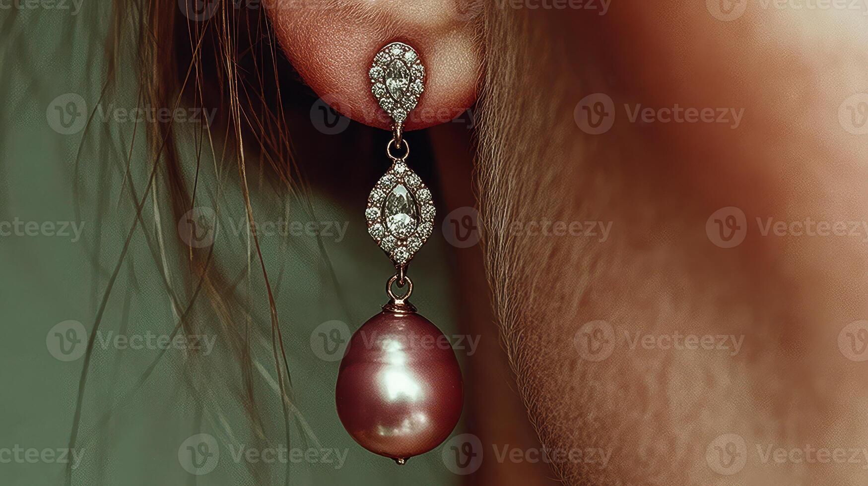 Elegant pearl and diamond earring showcased against a neutral background highlighting its intricate design and beauty photo
