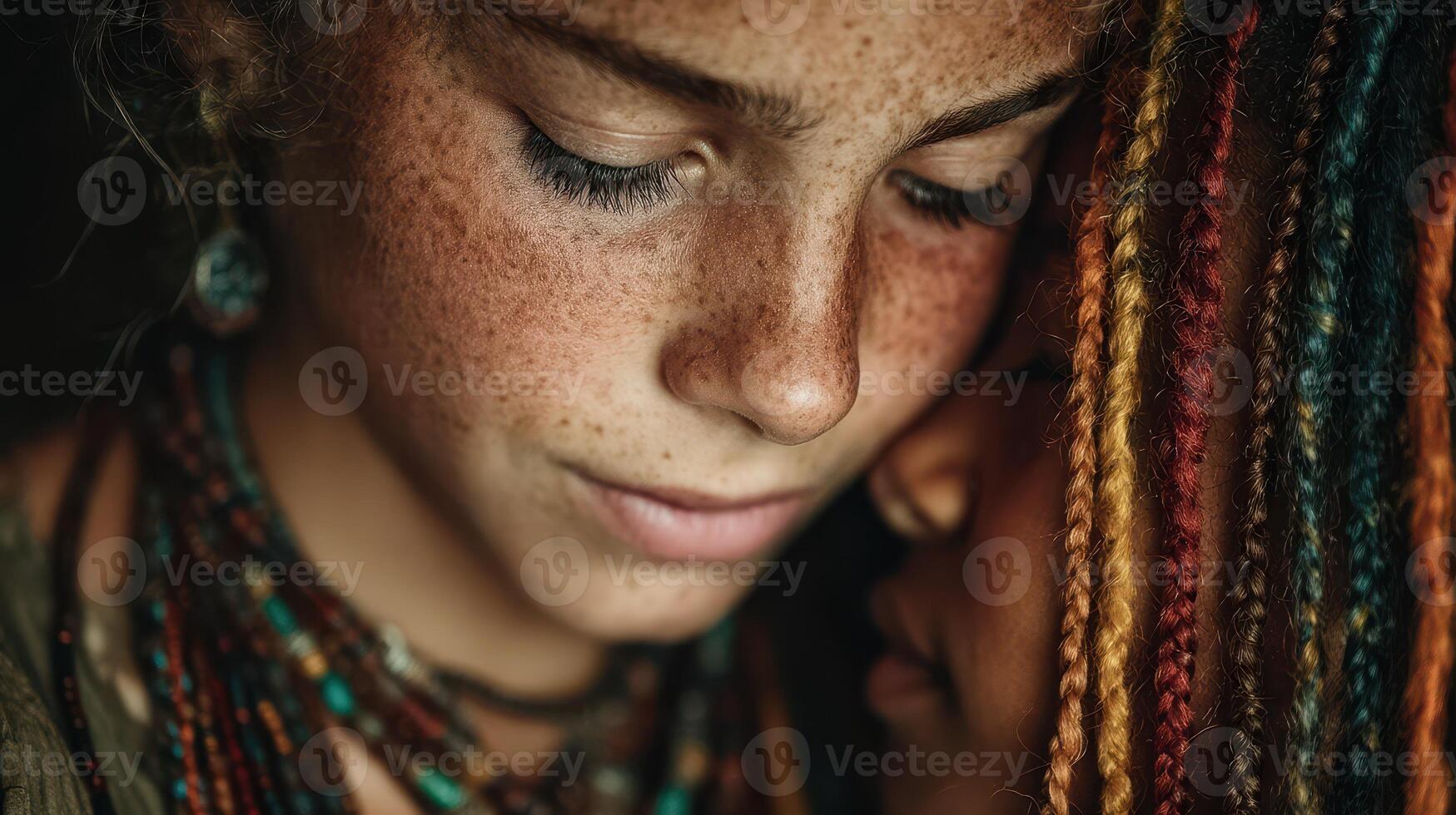 Two young friends share an intimate moment while embracing in a warm, cozy setting with natural light streaming in photo