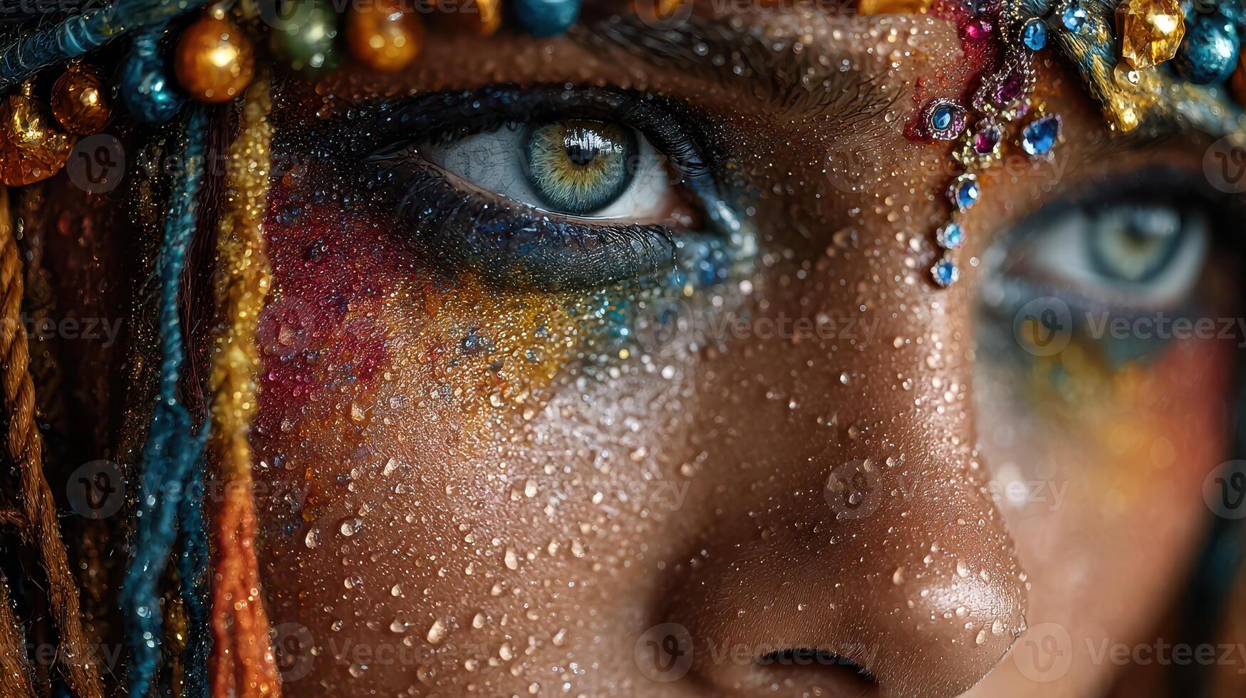 Glistening beauty with vibrant colors and intricate adornments captured in close-up photo